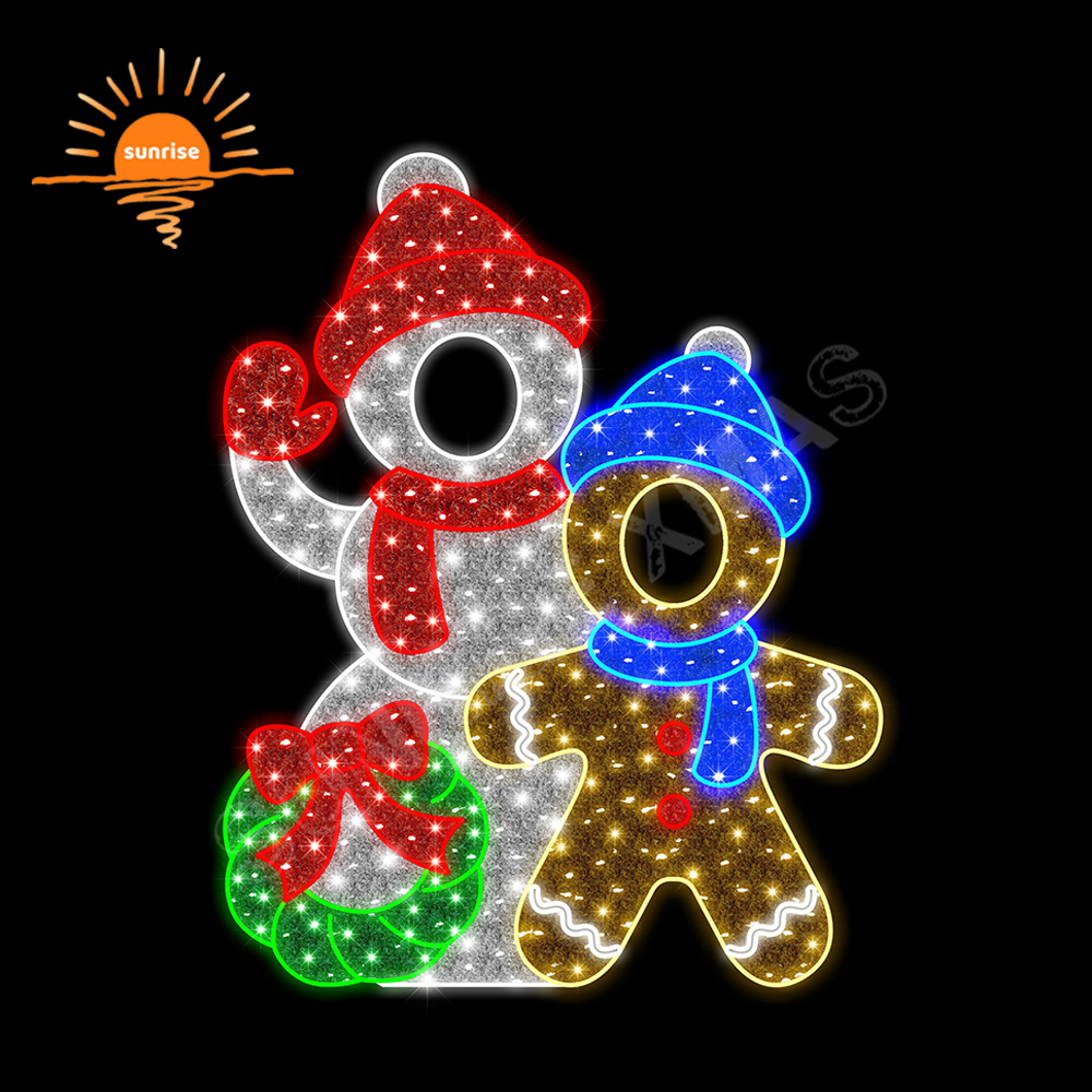 IP65 waterproof Christmas snowman Motif Light xmas Photo Op frame theme light show custom Outdoor Gingerbread Man Decorative