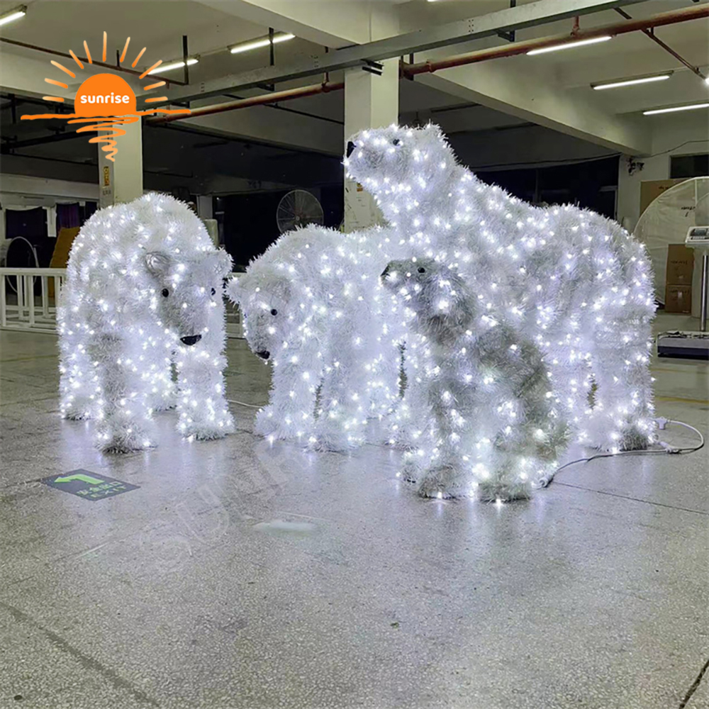 LED 3D Christmas Large Polar Bear Motif Light Holiday Outdoor String Animal Penguin and Elephant Decoration for Park