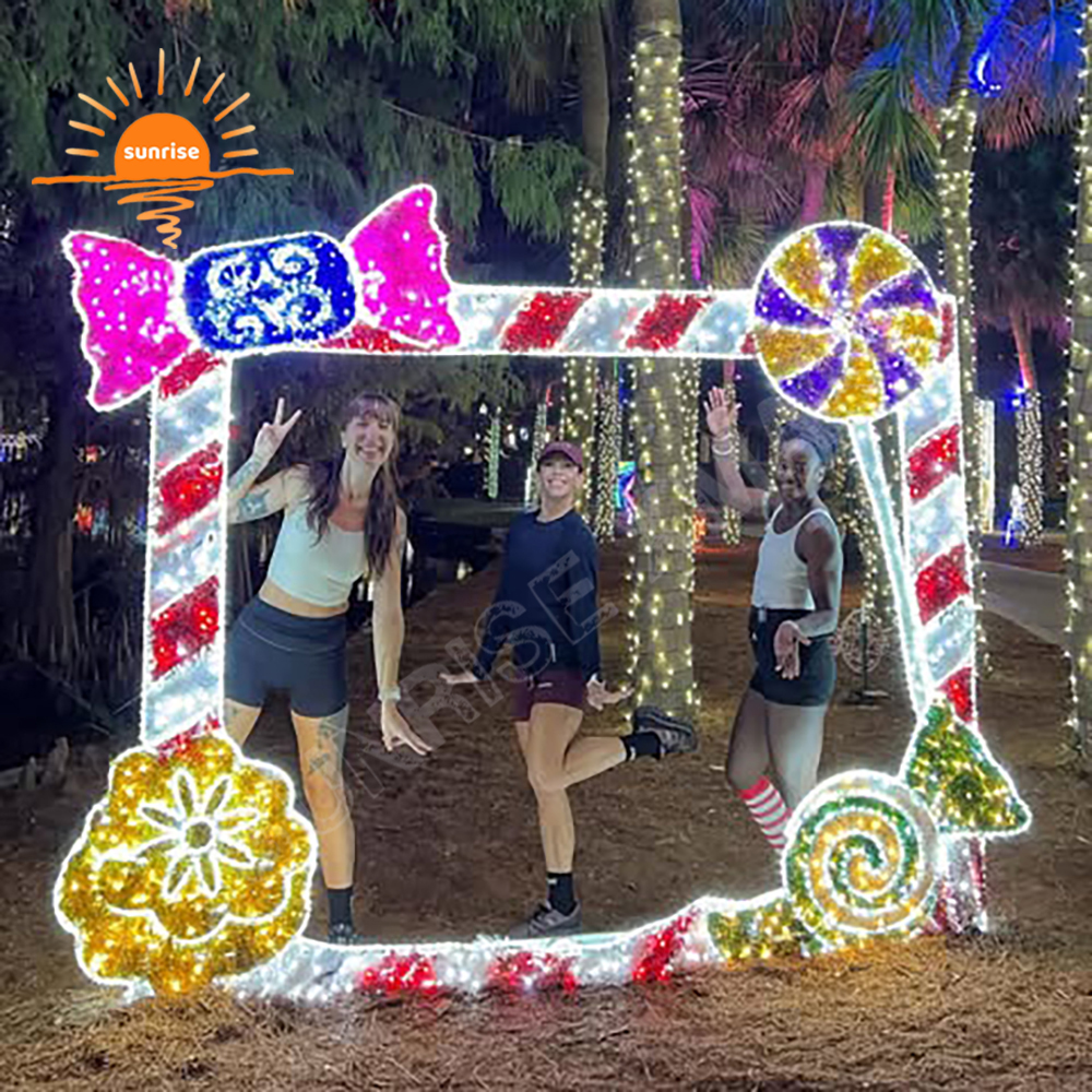 3D Photo Frame Motif Lights for Street Decoration Christmas lights show outdoor waterproof Custom large Lighted Picture Frame