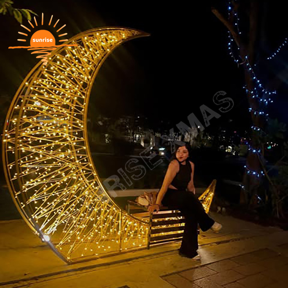Best Holiday Light Displays large commercial LED light show star and moon decoration for Ramadan shopping mall decoration