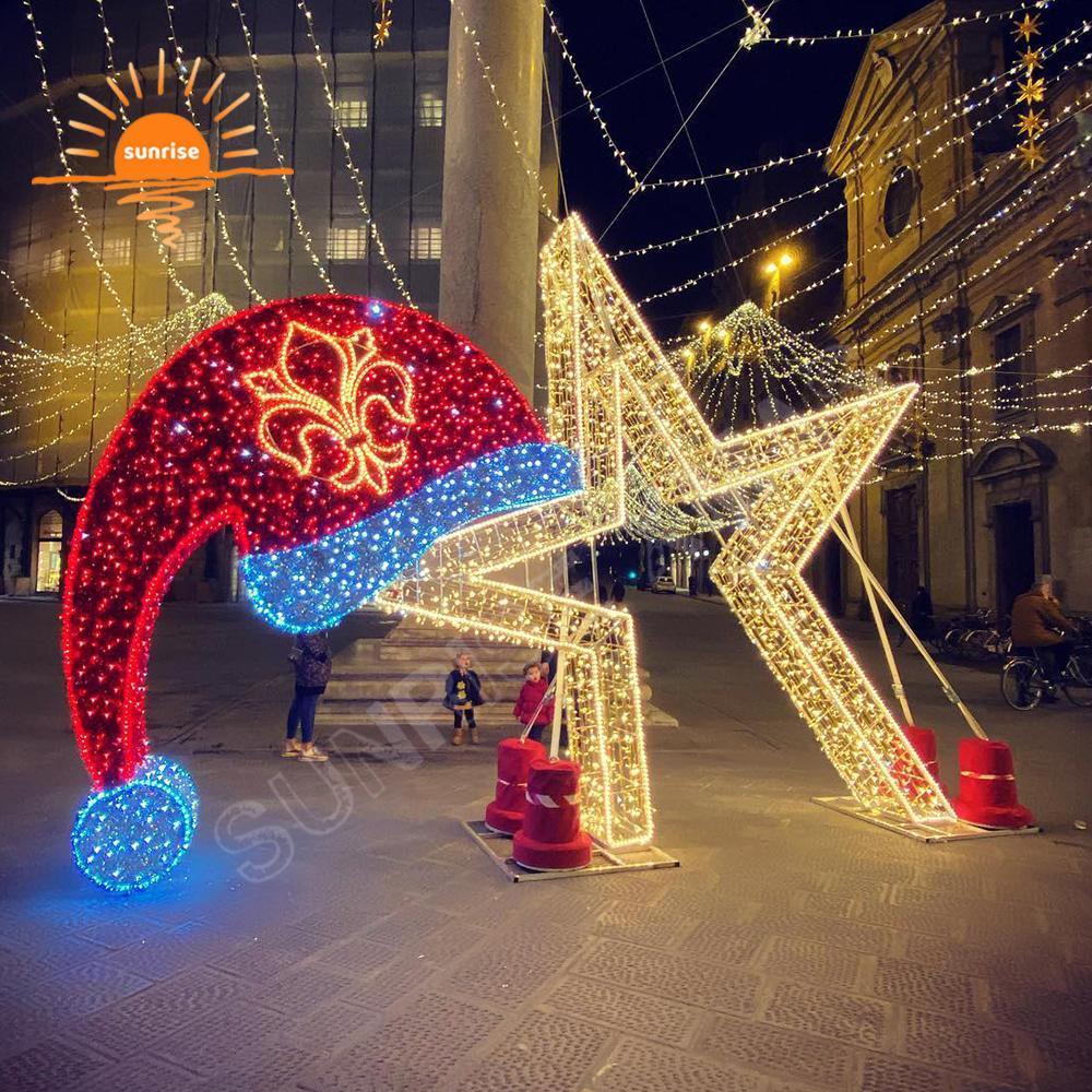 Party Event Ornament walk through led decoration outdoor street star pattern tunnel Christmas Butterfly motif arch light show