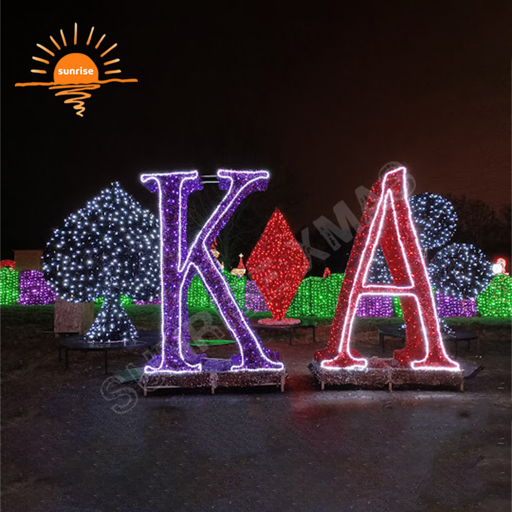 Christmas Selfie Station Decor Walk Through Arch Decoration Xmas Large LED Poker Motif Festival Club Hearts Theme Light Show