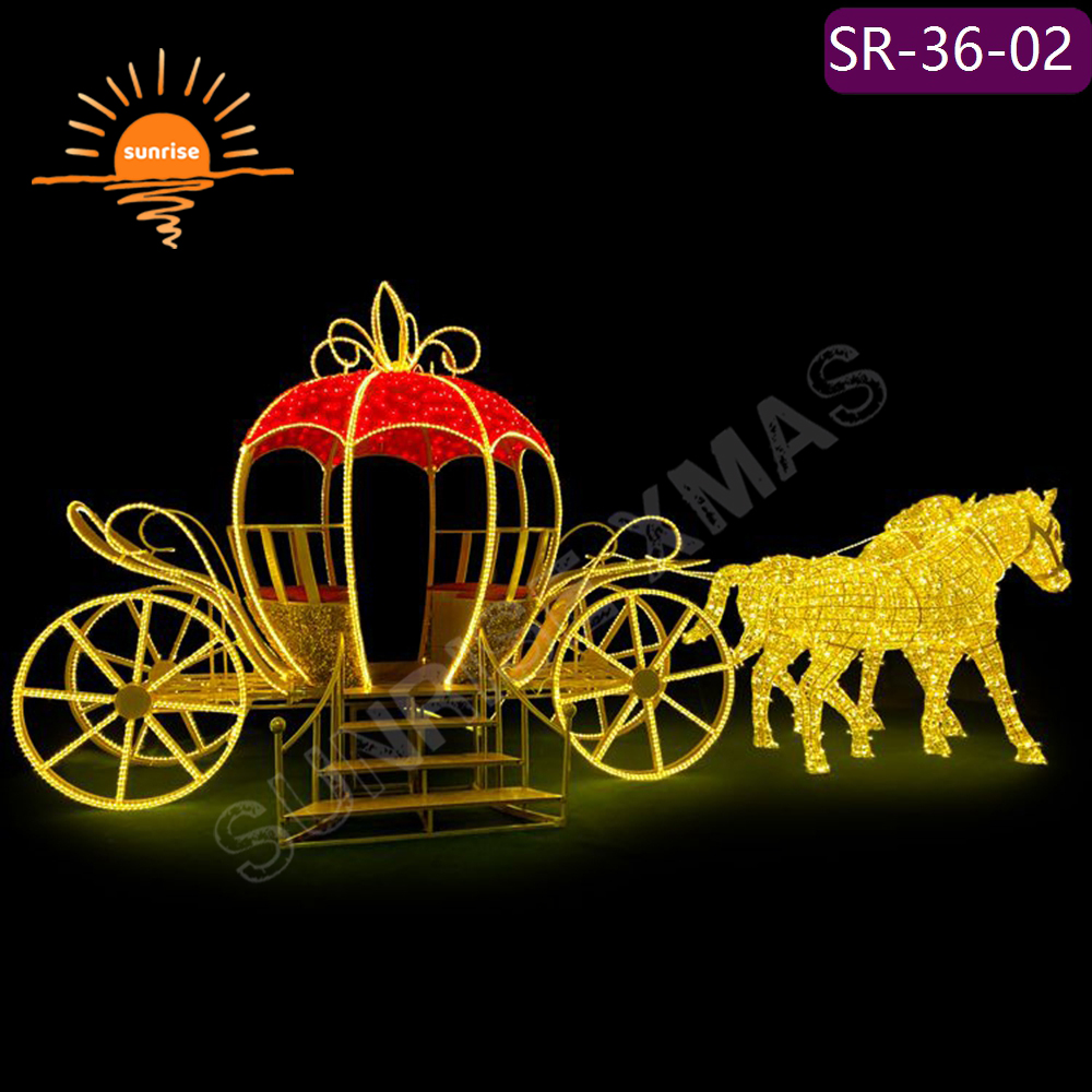 Design High-quality 3D Large Christmas Vehicle Holiday Giant LED Carriage Pattern Decorative theme motif Lights show for Mall
