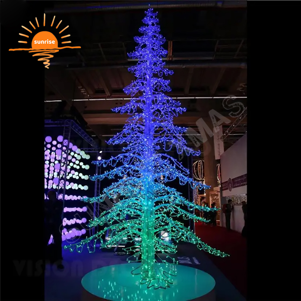 LED Light Show RGB Commercial Outdoor Xmas Tree Decoration Christmas Tree LED Artificial Birch for Festive Displays in Stock
