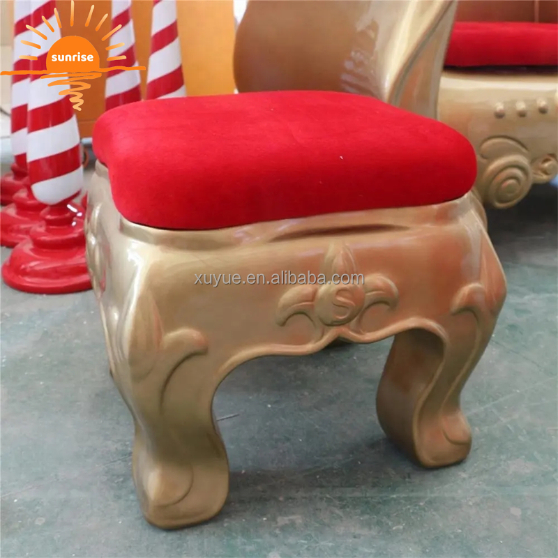 45cm Height Red and Gold Fiberglass Christmas Santa Stool