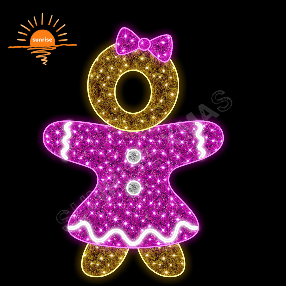 Gingerbread Man Design LED light outdoor waterproof snowman decoration Christmas festival photo shoot 2D selfie motif light show