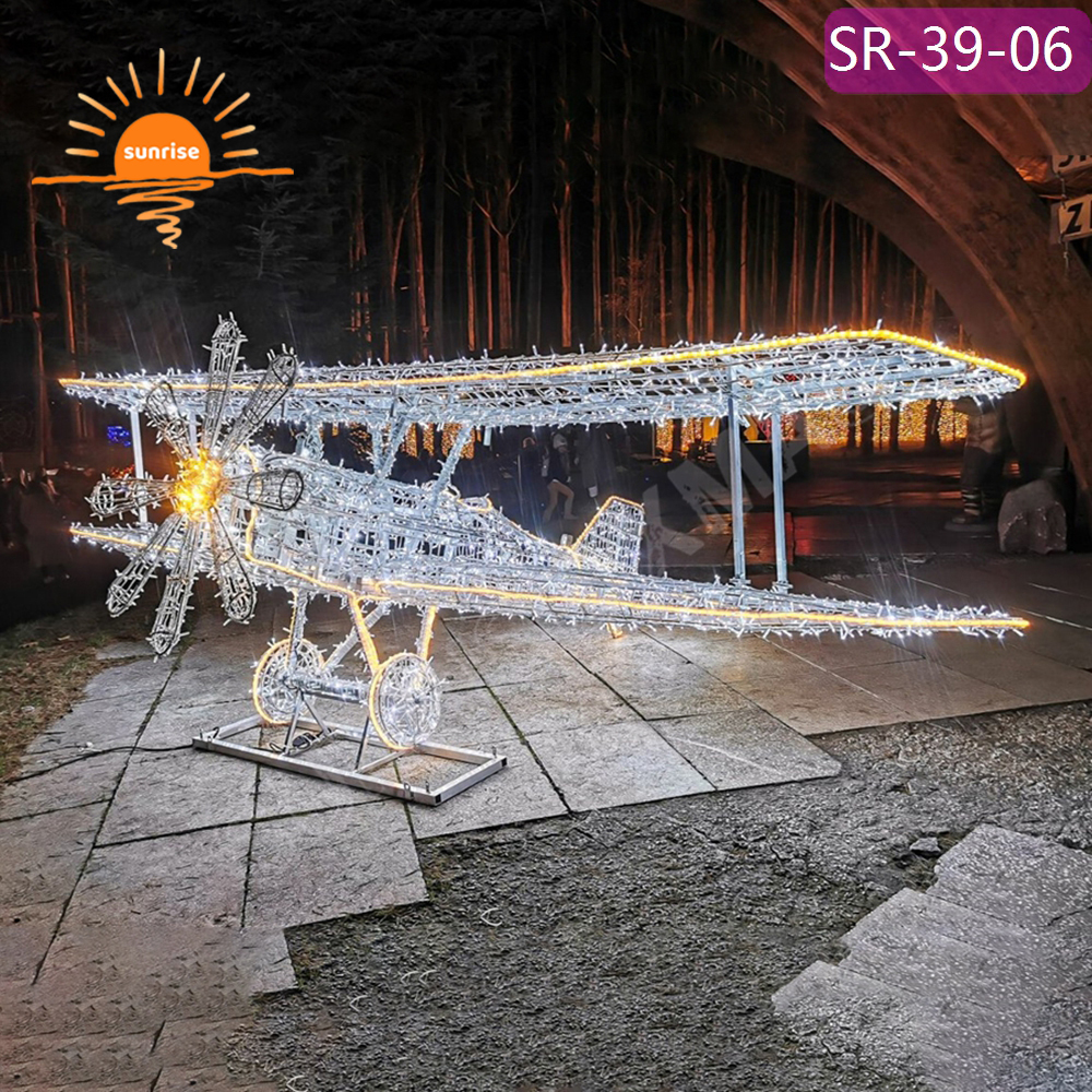 Xmas airplane led Light Emitting Diode decoration for Festive Displays Outdoor IP65 3D Christmas helicopter motif light show
