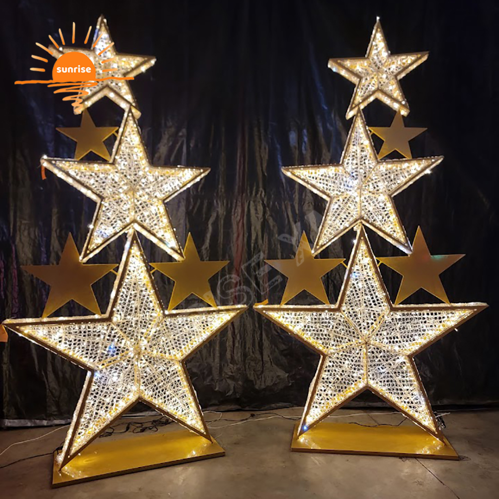 IP65 Led star motif lights Christmas outdoor commercial tree decoration festival Party Event Ornament light show for mall