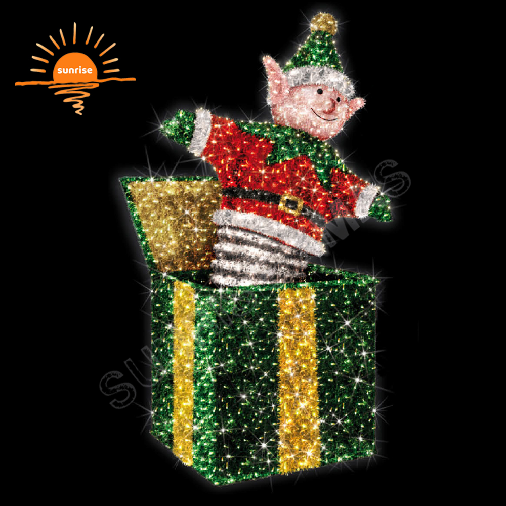 New 3D Large IP65 LED Light Easter Egg Decoration and Pop up Elf Motif Light with Xmas Rabbit Santa Claus Decoration
