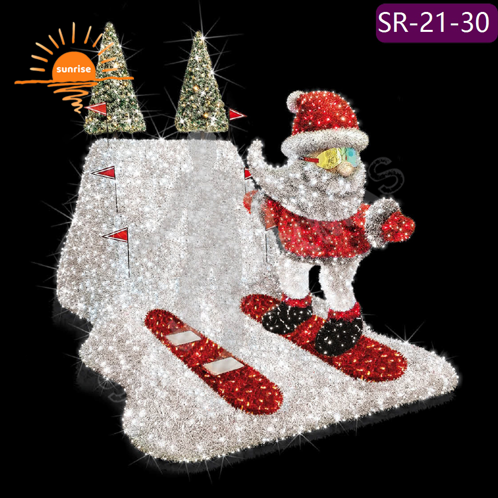 Holiday Skiing snowman decoration LED Santa Claus motif light show christmas outdoor waterproof mall Landscape lighting
