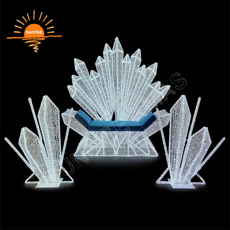 Customized Life Size Snowflake Throne Decorations Santa King Royal Chairs Motif Light Christmas Santa Throne With Ice Spikes