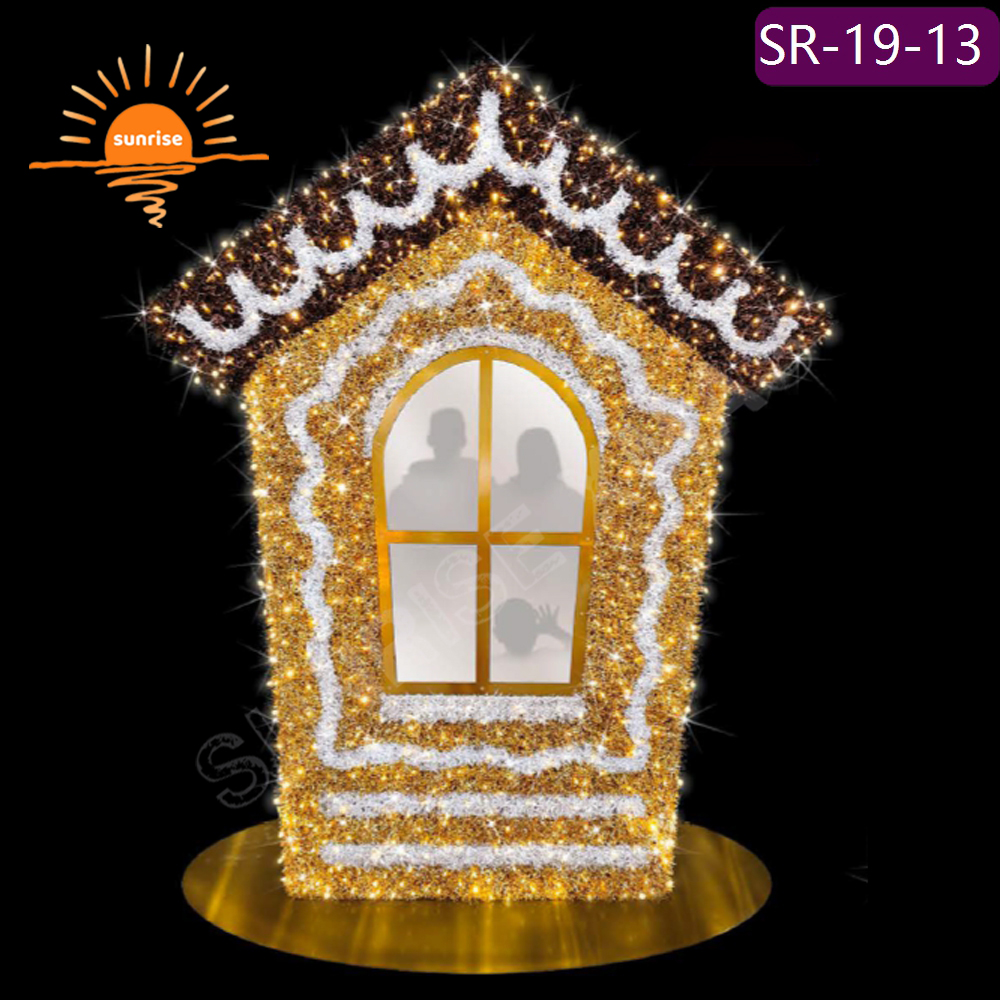 IP65 LED arch candy house motif light show for garden park Christmas theme light Mall park Gingerbread house decoration props