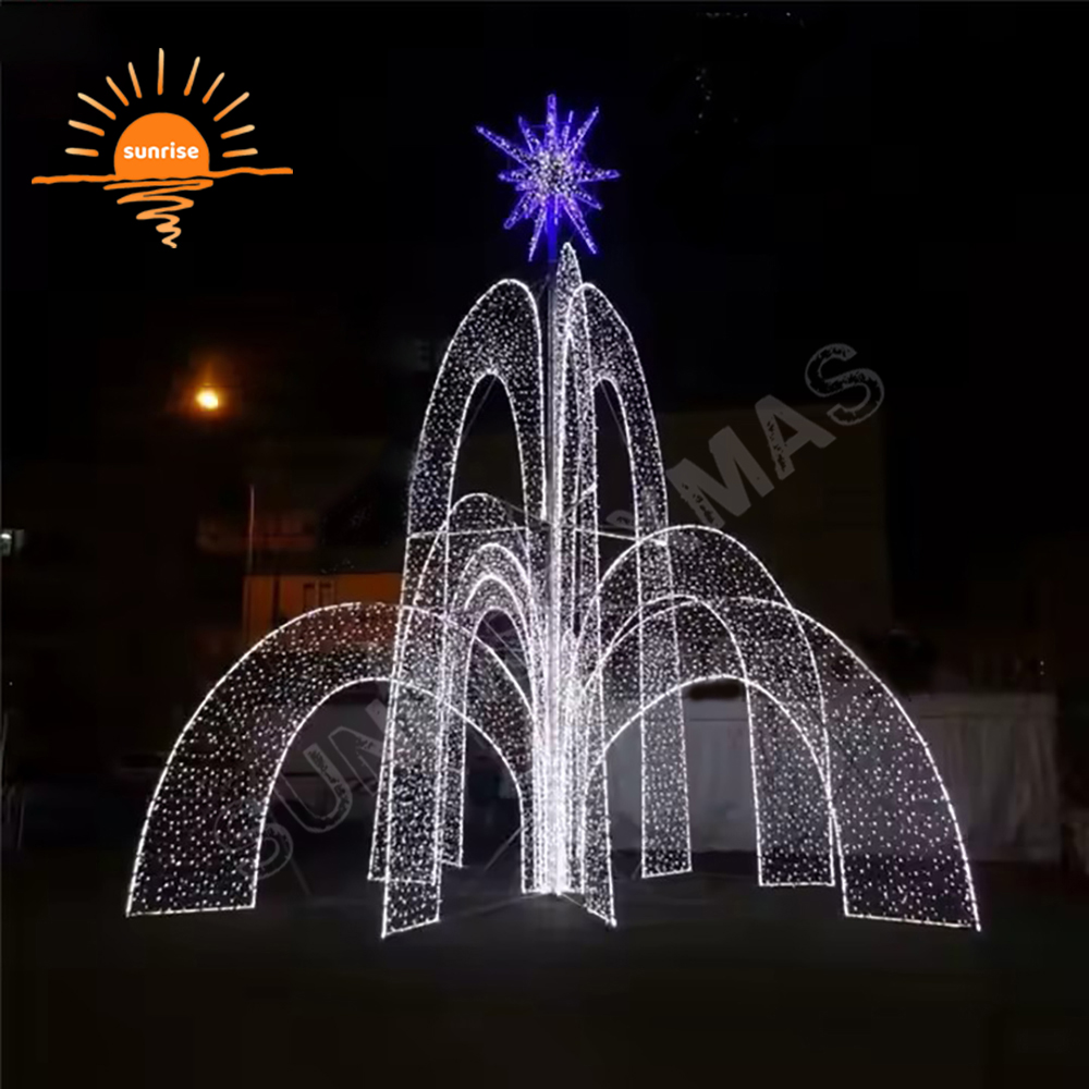 Waterfalls Fountain Theme Season in Winterland Light Show 3D LED Rope Motif Light Christmas Large Waterproof Garden Decoration