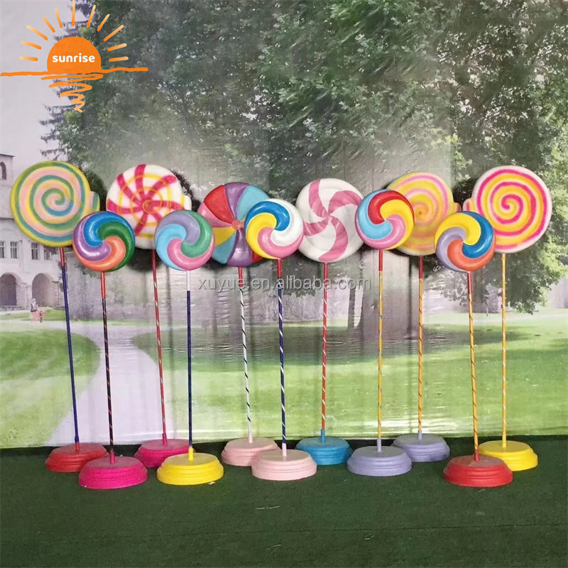 Outdoor Decoration Fiberglass Balloon Candy and Lollipop Sculpture
