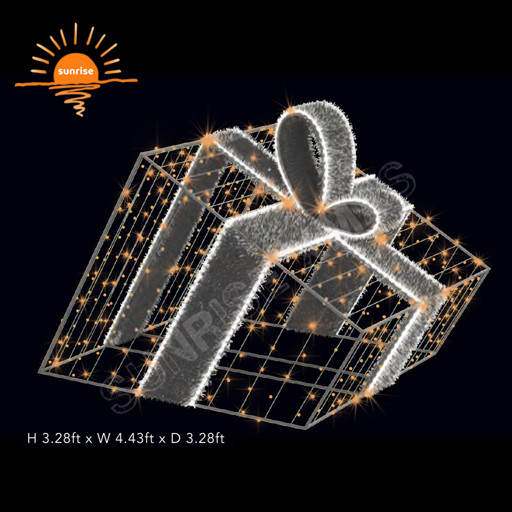 2D/3D Christmas Decorations Outdoor Light Led Lighted Large Gift Box Presents Shopping Mall Christmas Motif Light Decorations