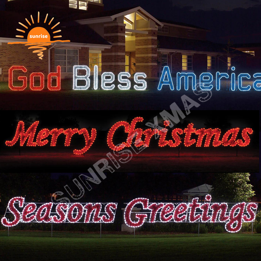 Custom Christmas String Lights Letters Ornament for Mall Xmas Park Decorations Giant Commercial LED Outdoor Motif Lighted