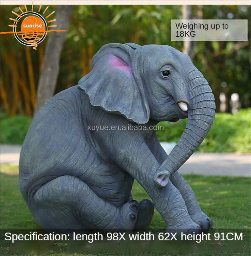 Fiberglass Resin Outdoor Life Size Animal Elephant Sculpture Garden Ornaments Outdoor Mall Fiberglass Decoration
