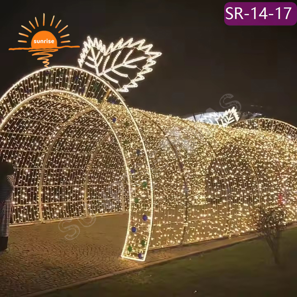 Outdoor Flashing Decoration Christmas Street walk through tunnel LED Arch motif Light 3d Holiday square Decoration Theme Light