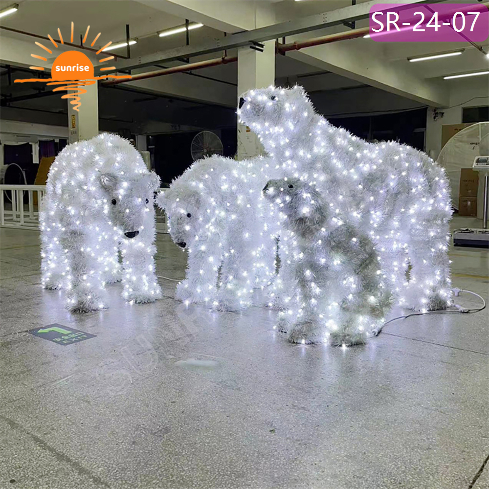 3D Customize Commercial Giant Christmas Polar Bear Light Decoration outdoor street animals motif light show