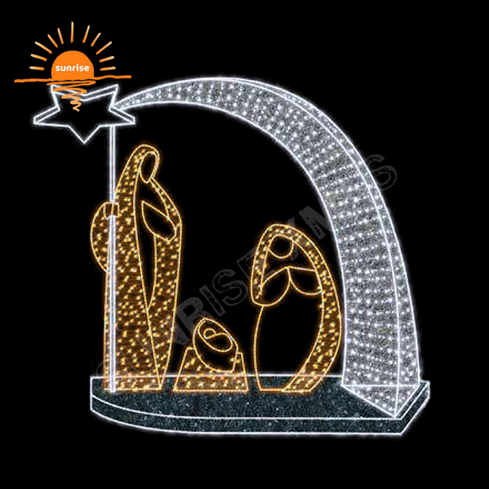 Xmas Lights Outdoor Waterproof IP65 Outdoor Christmas Decoration  LED Christmas Nativity and Cribs Christmas Motif Rope Light
