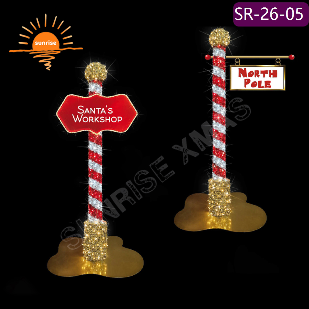 Outdoor christmas Luminescence Landscape lighting large RGB LED north pole sigh motif light in Winter