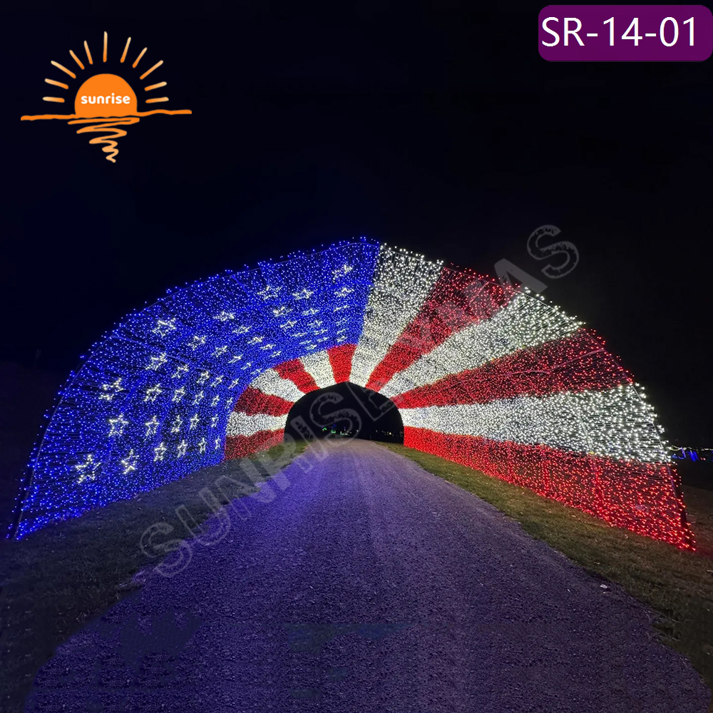 Christmas outdoor waterproof commercial festival decoration Winter RGB walk through motif light show large Led arch street light