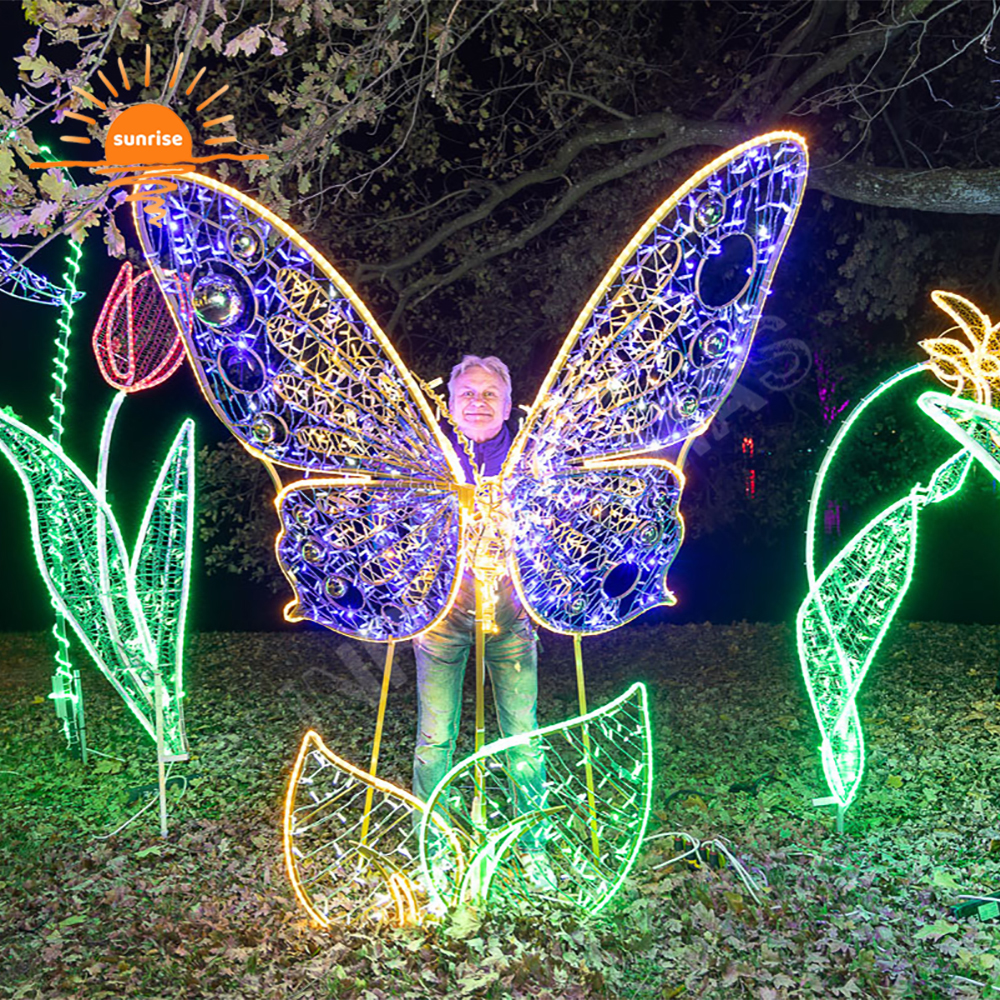 Holiday Decoration Christmas Mushrooms Motif Decoration Supplies LED Waterproof Flowers Butterfly Light Show for Park