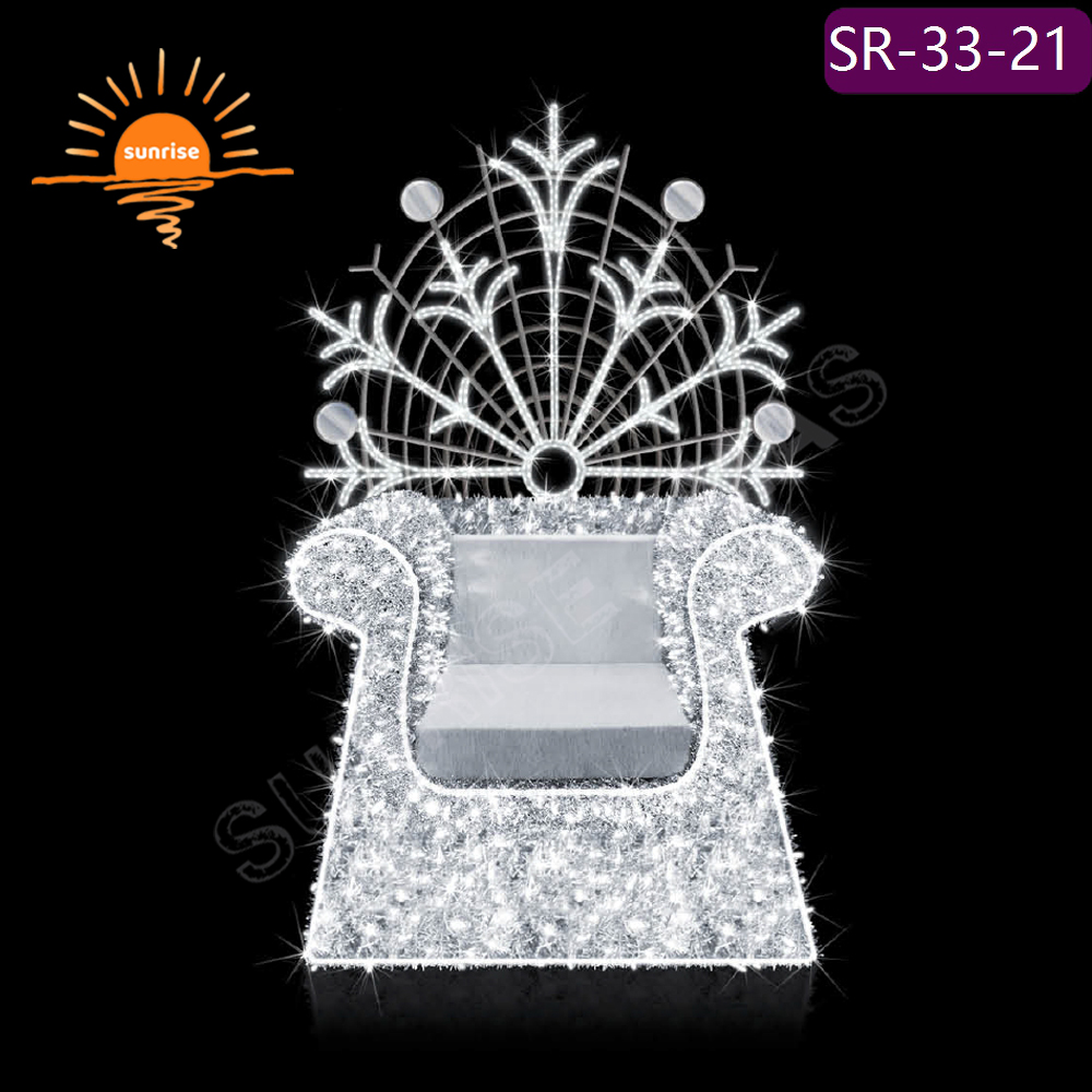 IP65 LED Commercial Christmas bauble/ornament Decorations Custom seat chair with ice spikes Xmas throne light show in stock