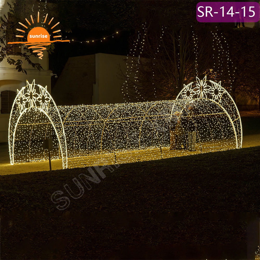 Outdoor Flashing Decoration Christmas Street walk through tunnel LED Arch motif Light 3d Holiday square Decoration Theme Light