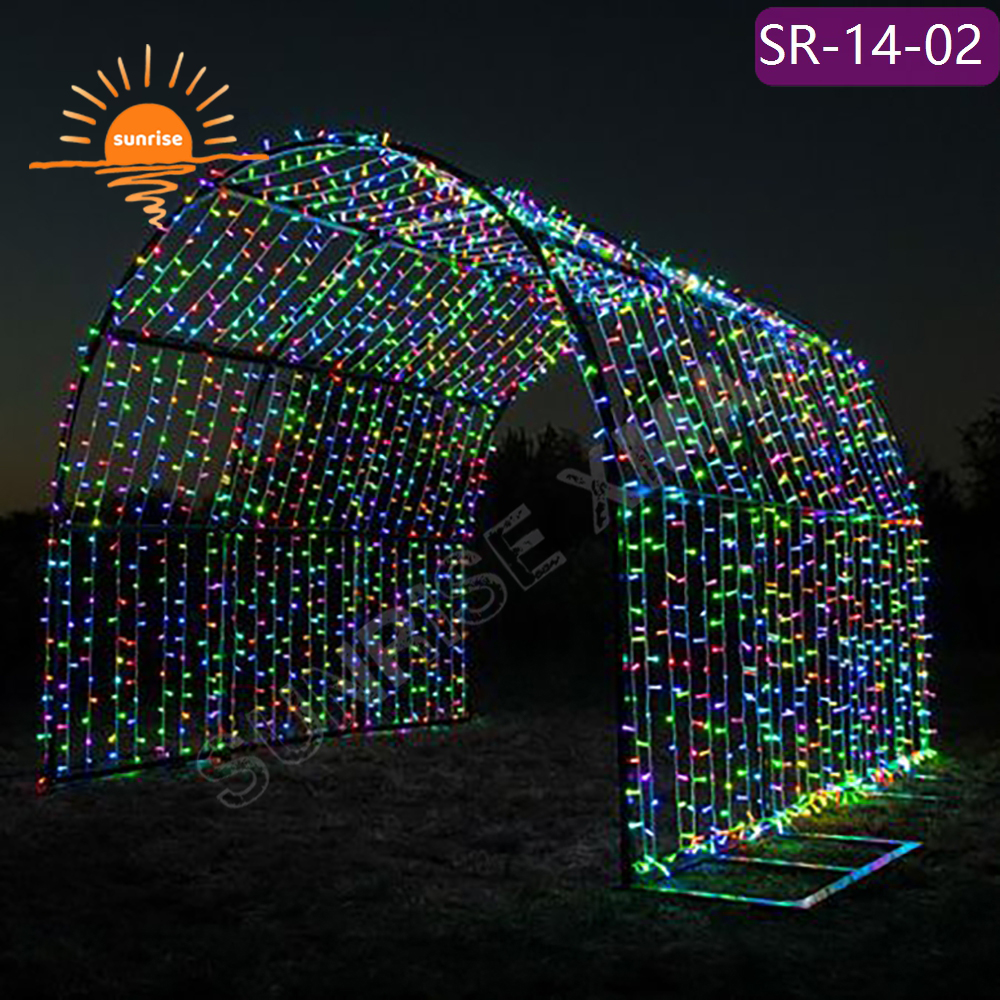 Christmas outdoor waterproof commercial festival decoration Winter RGB walk through motif light show large Led arch street light
