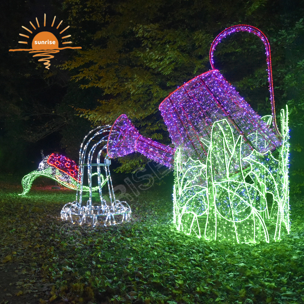 Christmas 3D Flowers Motif Lights Outdoor Landscape LED Swivel Seat and Mushrooms Light Show Decoration Holiday for Garden