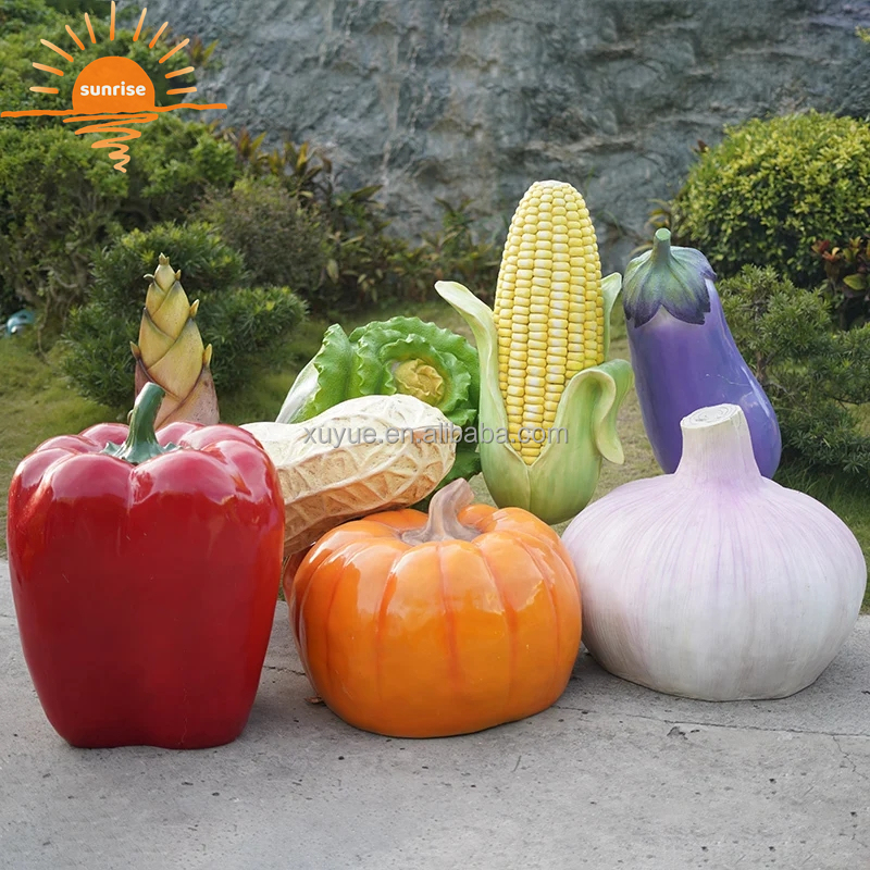 2022 New  Fiberglass Resin Vegetable Fruit Pumpkin Watermelon Strawberry Pineapple Sculpture Outdoor Mall Fiberglass Decoration