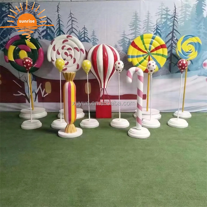 Outdoor Decoration Fiberglass Balloon Candy and Lollipop Sculpture