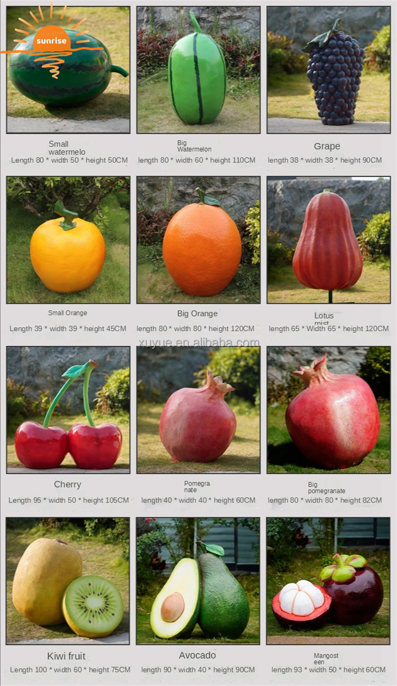 2022 New  Fiberglass Resin Vegetable Fruit Pumpkin Watermelon Strawberry Pineapple Sculpture Outdoor Mall Fiberglass Decoration