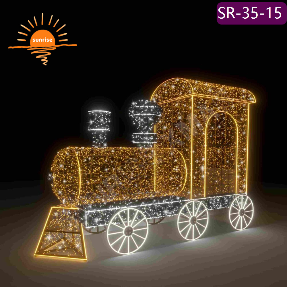 3D giant Luminescence photo op motif decoration IP65 holiday season mall park decoration props LED custom train Vehicle Light
