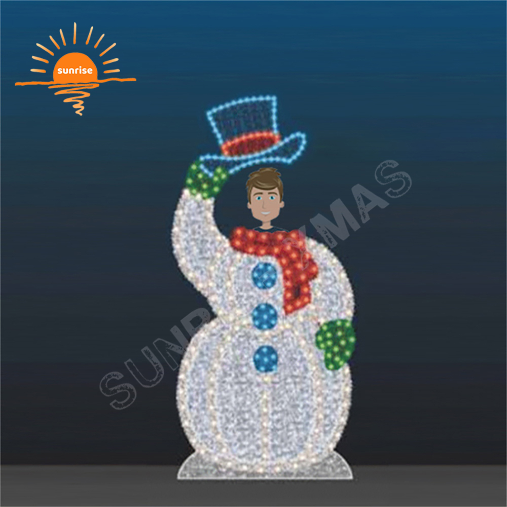IP65 waterproof Christmas snowman Motif Light xmas Photo Op frame theme light show custom Outdoor Gingerbread Man Decorative