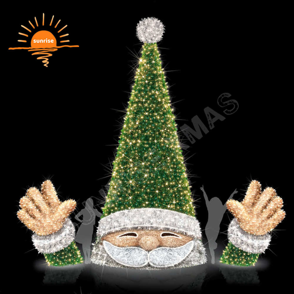 IP65 Animated Merry Christmas Reindeer Hats Decoration Led Light Santa Claus Motif Tree Decoration Supplies for Playgrounds Mall