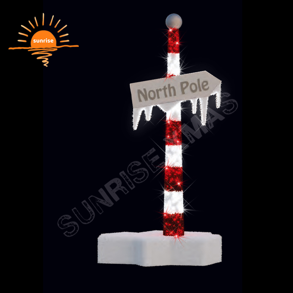 New Fashion Outdoor Waterproof Park Led Santa Claus Decorative Christmas Illuminated Large 3D North Pole Sigh Motif Light