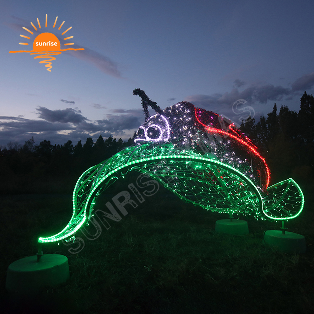 IP65 Commercial Motif Lights Show Led Christmas 3D Motif Flowers Handmade Plant and Insects for Park Holiday Decoration