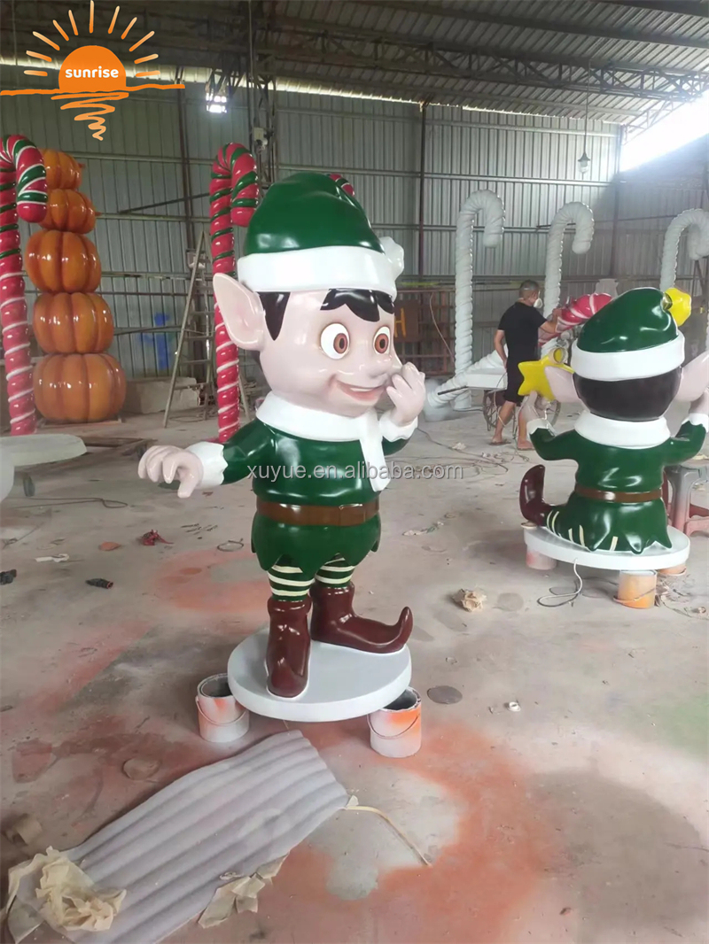 Fiberglass Christmas Decoration Elf Stunning Fiberglass Amusement Park Cartoon Decoration Elf Sculpture