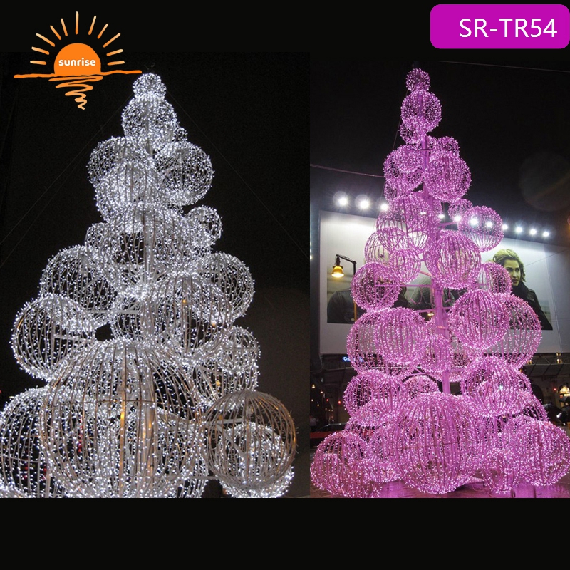 2022 Giant Xmas Decorations Outdoor Artificial Landscaping Metal Led Illuminated Christmas Spiral Ribbon Tree
