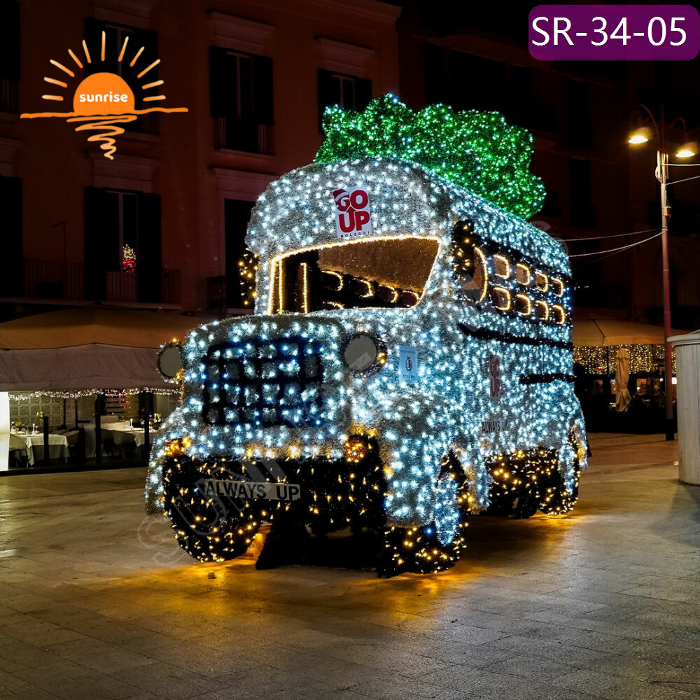 Custom LED Bus Sports Car Motif for Garden Park Large Commercial Led Vehicle Light Xmas Outdoor Waterproof Photo Op Decoration