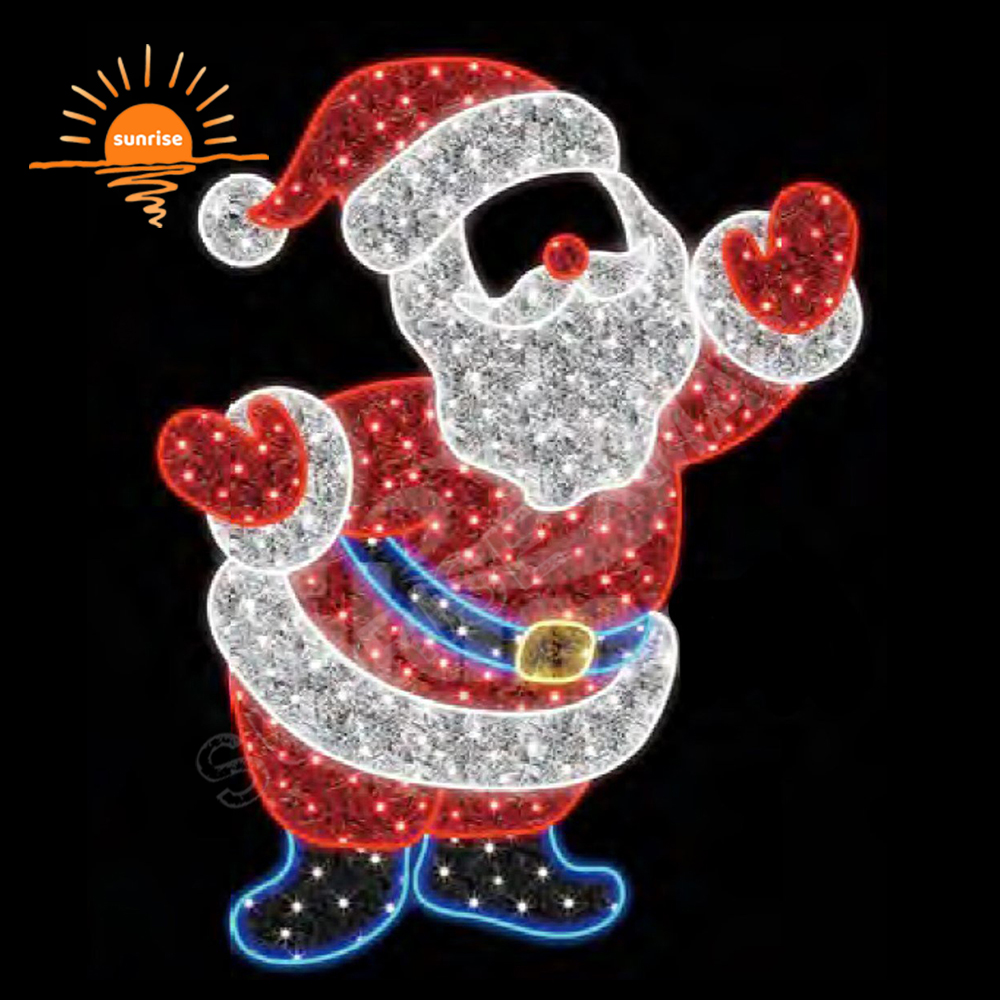Christmas Photo Op Motif Light show Sled with Santa Claus string light for Festive Displays Outdoor gift Photo frame Decorative