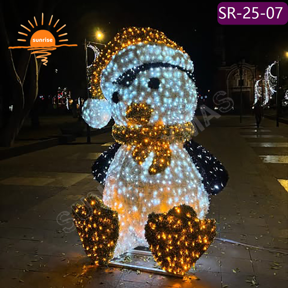 Outdoor lighted christmas Penguin motif light show the Color-changing RGB animals street decoration for park