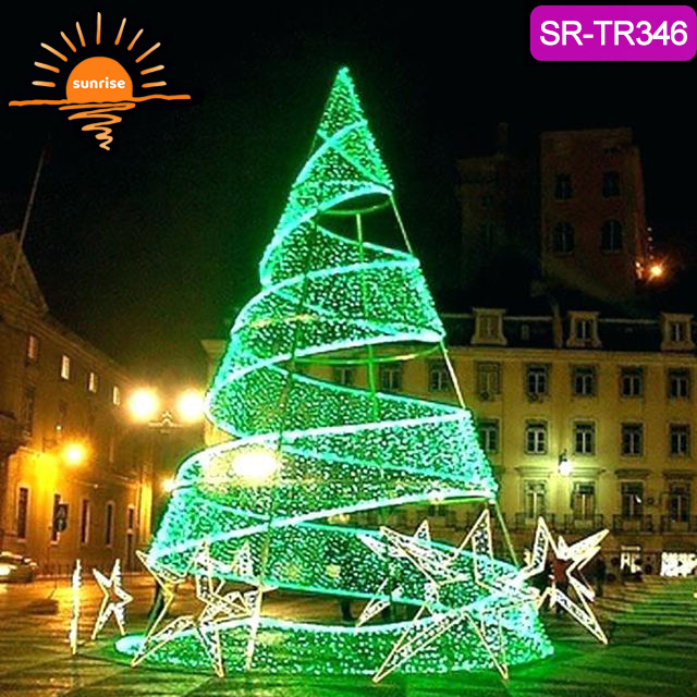 Christmas Star Tree Theme Lighting Products High-quality LED Christmas Lighting Spiral Outdoor Smart Music Dance Christmas Tree