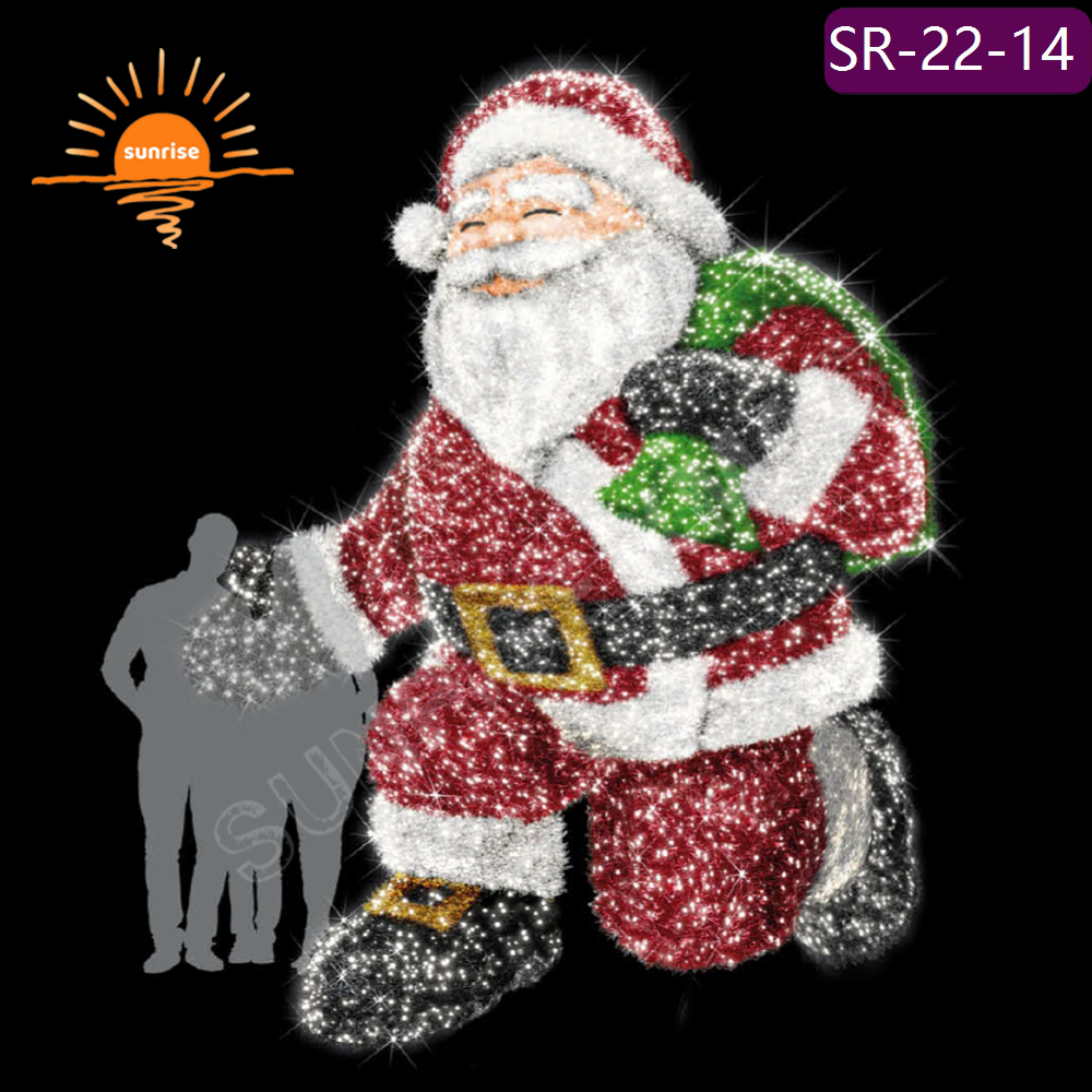 Classic outdoor lighted christmas Santa Claus mall park decoration props 3D motif light for Festive Displays