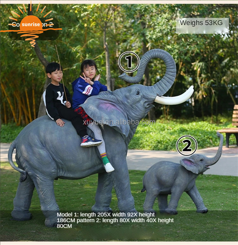 Fiberglass Resin Outdoor Life Size Animal Elephant Sculpture Garden Ornaments Outdoor Mall Fiberglass Decoration