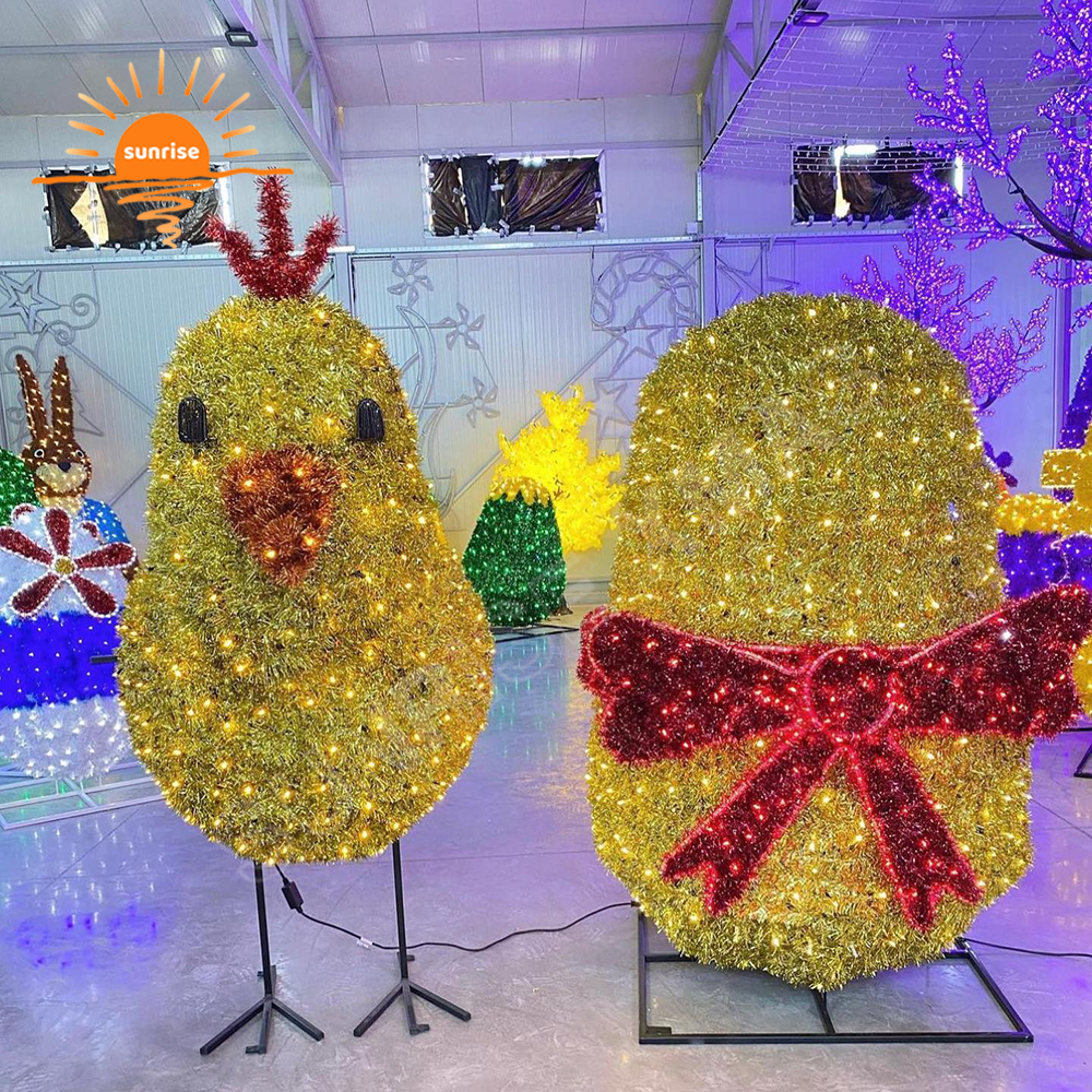 Outdoor Easter Decoration Large Light Bunny Photo Op for Holiday Life Size Easter Rabbit and Egg Light Photo Frame in the Park