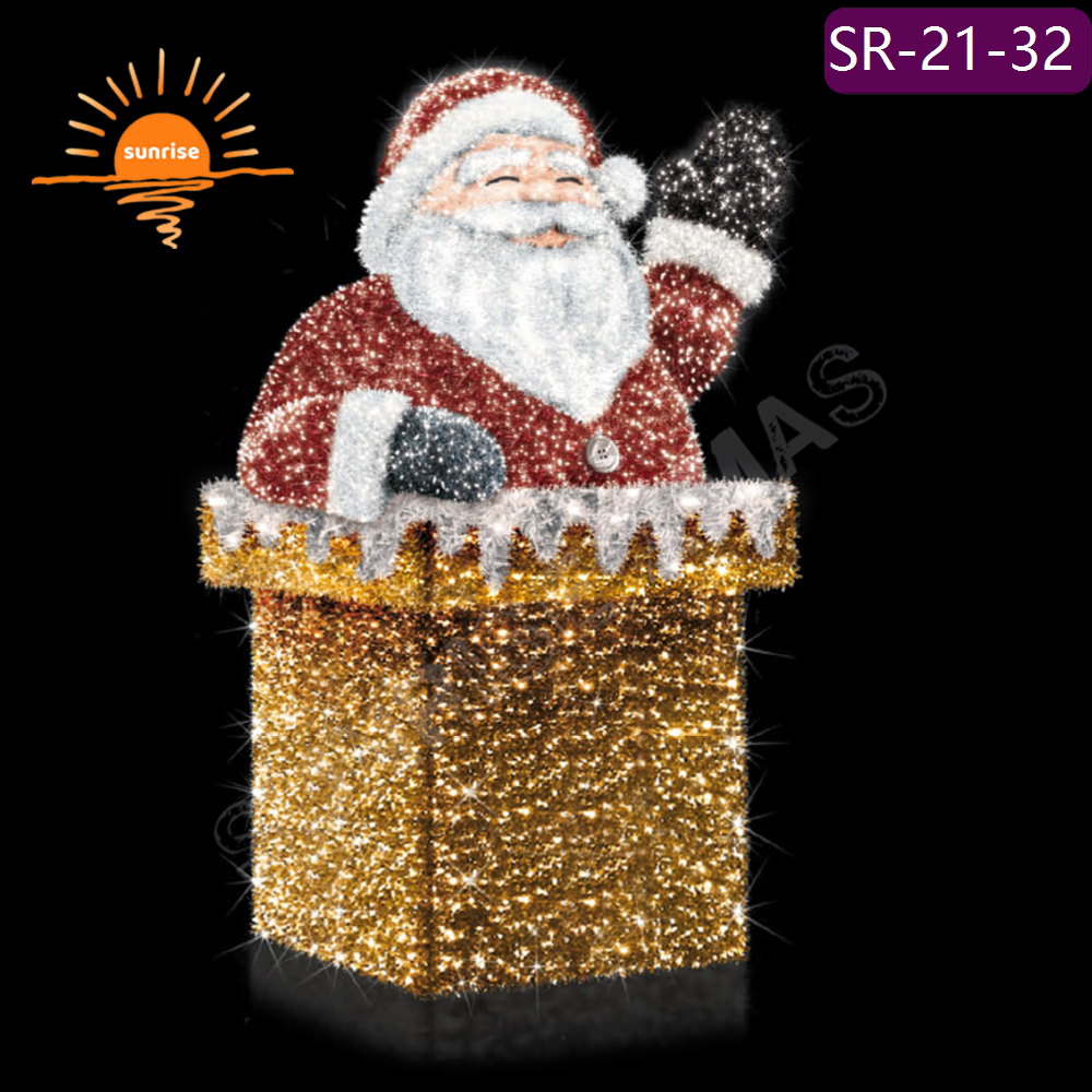 High-quality Commercial Shopping Malls Outdoor Christmas Decoration LED motif Lights New Year Santa Claus Theme Lights