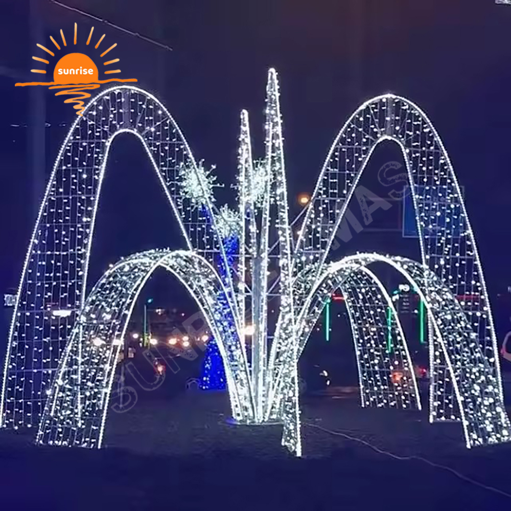 Waterfalls Fountain Theme Season in Winterland Light Show 3D LED Rope Motif Light Christmas Large Waterproof Garden Decoration